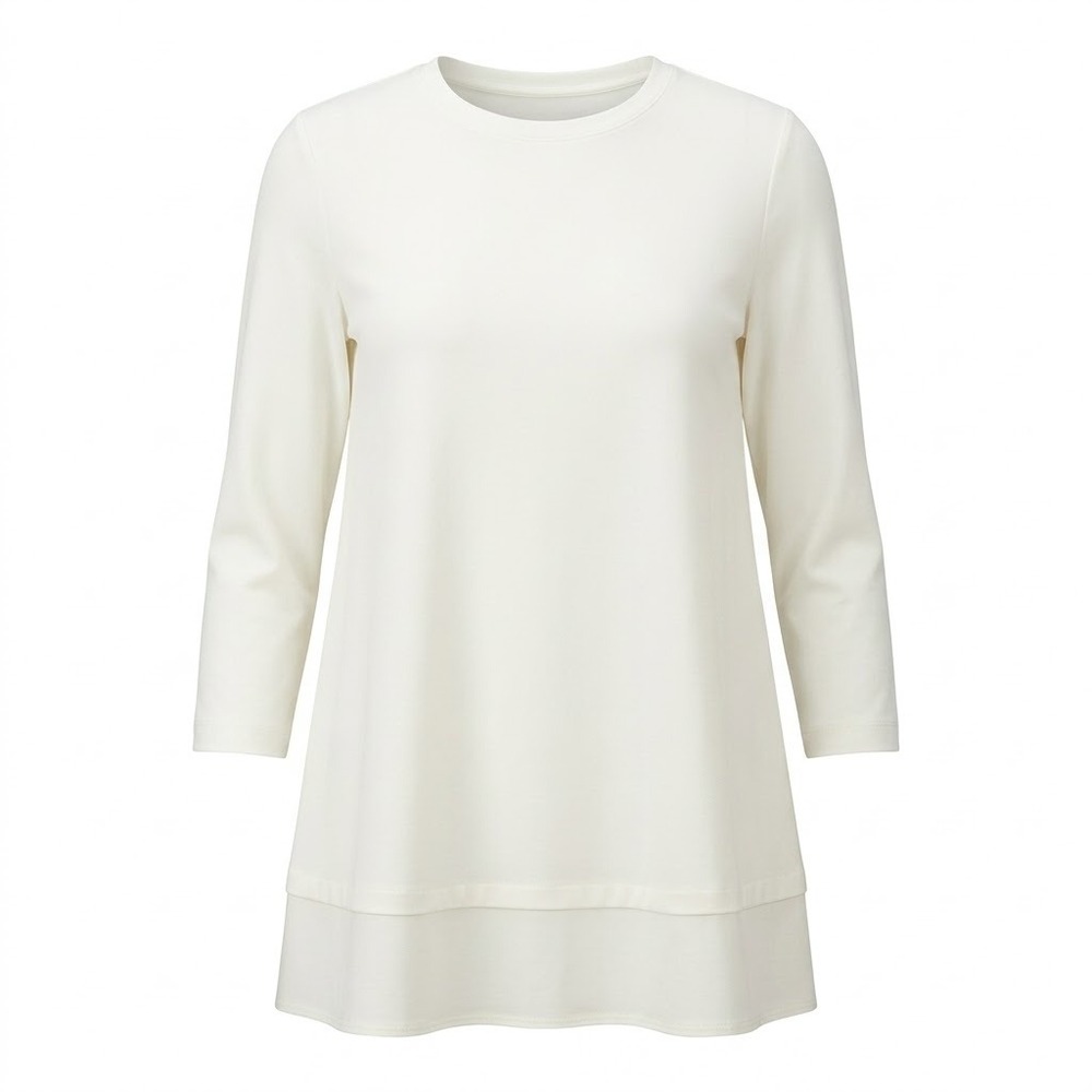 IC Collection Off White Stretch A-Line Swing Tunic Top 3/4 Sleeve Large - CJ